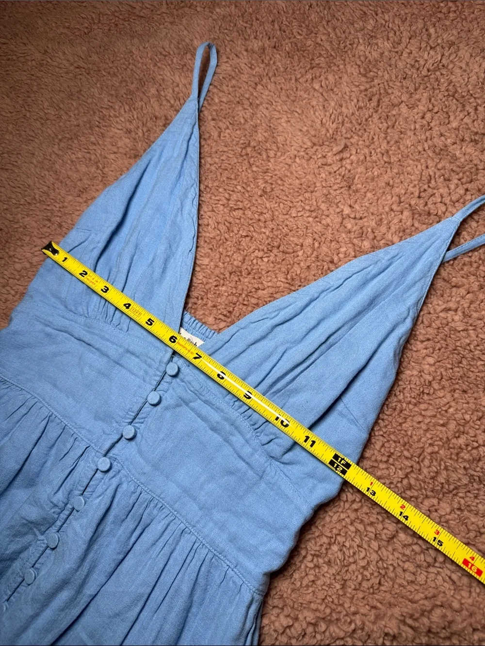 Abercrombie & Fitch Blue Linen Maxi Button-Front Sundress Size: SP